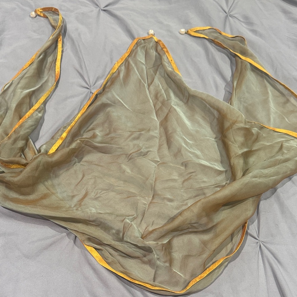 Elegant Sheer Scarf with Gold Trim
